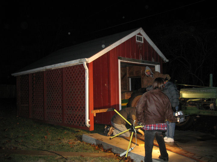 Shed being moved